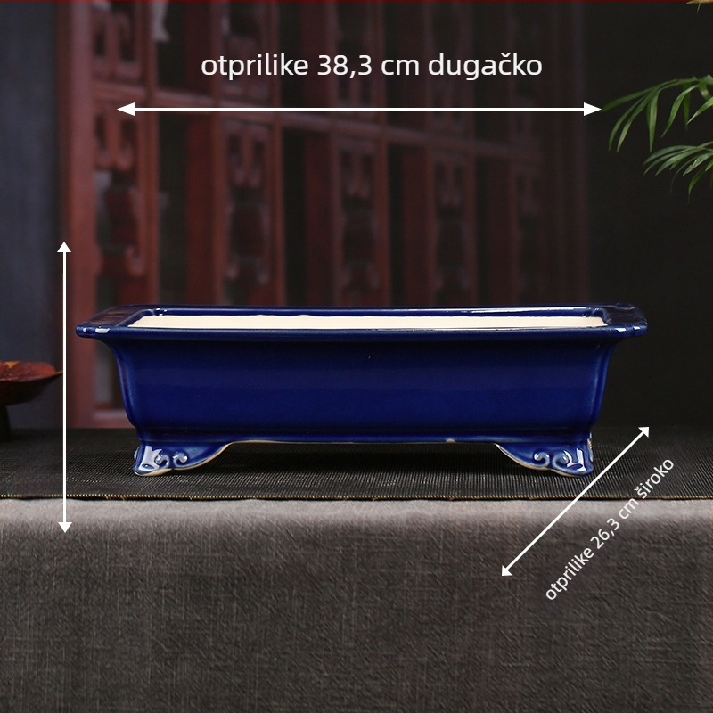 Cvjetna posuda od Yixing gline s glazom, četveronožni kvadratni stolni dizajn, bonsai dekorativan