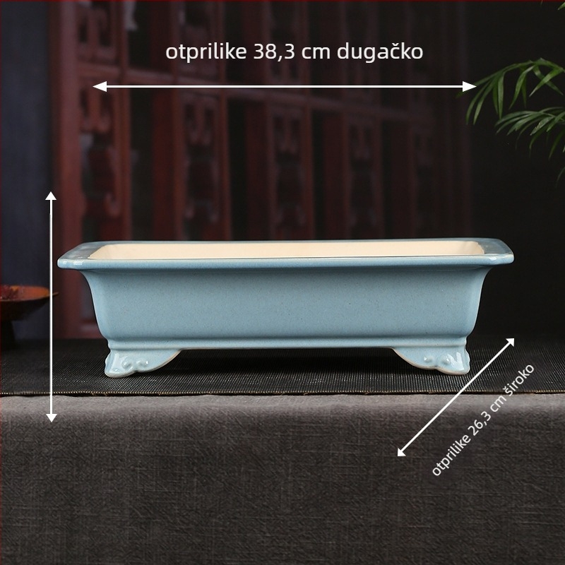 Cvjetna posuda od Yixing gline s glazom, četveronožni kvadratni stolni dizajn, bonsai dekorativan