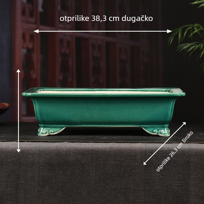 Cvjetna posuda od Yixing gline s glazom, četveronožni kvadratni stolni dizajn, bonsai dekorativan