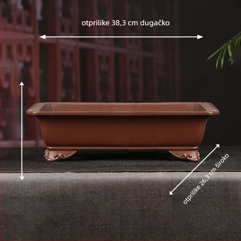 Cvjetna posuda od Yixing gline s glazom, četveronožni kvadratni stolni dizajn, bonsai dekorativan