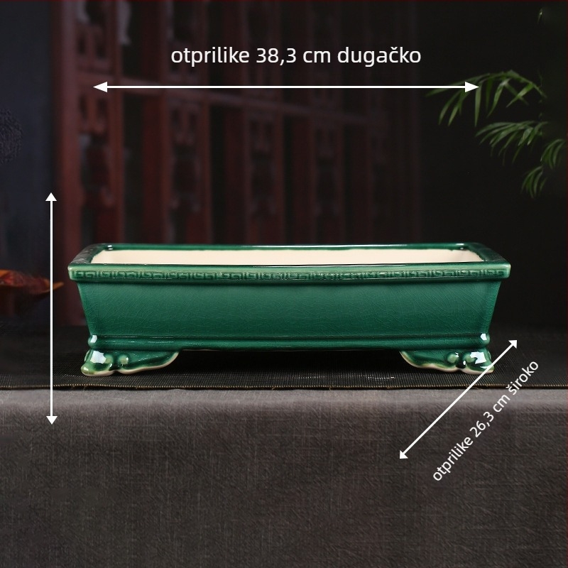 Cvjetna posuda od Yixing gline s glazom, četveronožni kvadratni stolni dizajn, bonsai dekorativan