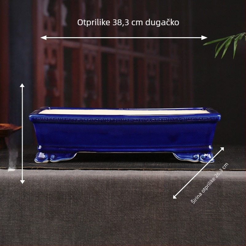 Cvjetna posuda od Yixing gline s glazom, četveronožni kvadratni stolni dizajn, bonsai dekorativan