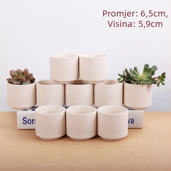 Keramička saksija za sukulente i kaktuse – ručno izrađena, lagano pečena, za stolnu ili podnu upotrebu, jednostavan stil