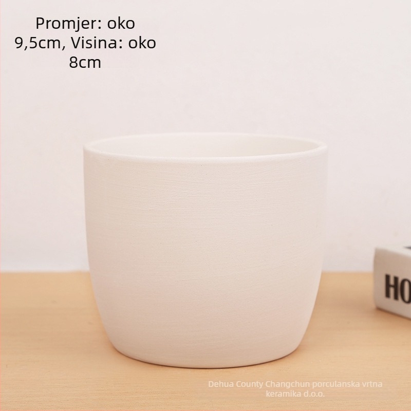 Keramička saksija za sukulente i kaktuse – ručno izrađena, lagano pečena, za stolnu ili podnu upotrebu, jednostavan stil