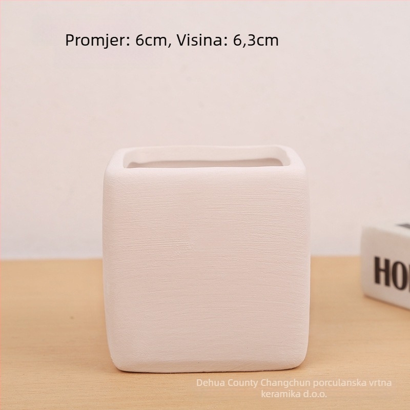 Keramička saksija za sukulente i kaktuse – ručno izrađena, lagano pečena, za stolnu ili podnu upotrebu, jednostavan stil