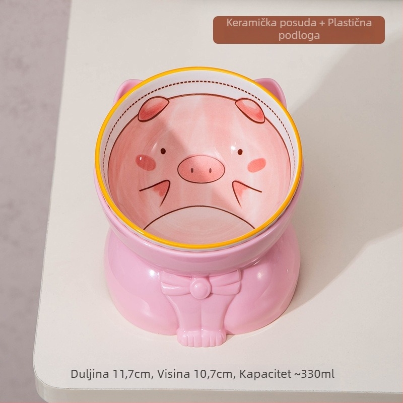 Keramička zdjela za mačke s potporom za vrat, sprječava prosipanje, podignuta nagiba, za mačiće