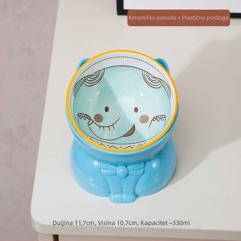 Keramička zdjela za mačke s potporom za vrat, sprječava prosipanje, podignuta nagiba, za mačiće