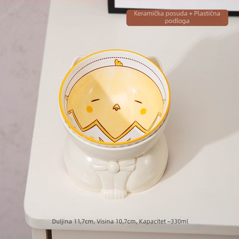 Keramička zdjela za mačke s potporom za vrat, sprječava prosipanje, podignuta nagiba, za mačiće