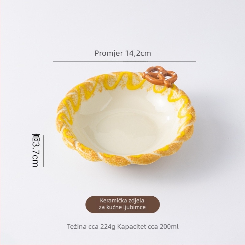 Podignuto keramičko postolje za zdjelu mačke s pletenim rubom, 3D dizajn, protiv prevrtanja