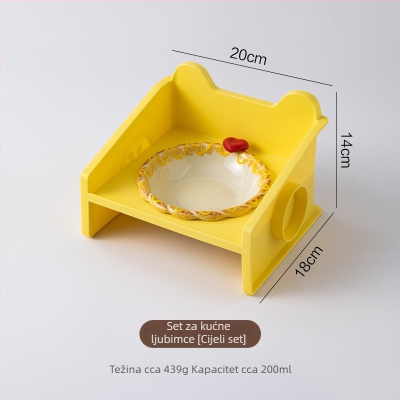 Podignuto keramičko postolje za zdjelu mačke s pletenim rubom, 3D dizajn, protiv prevrtanja