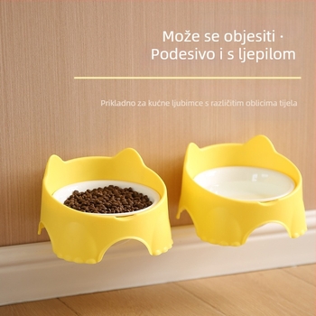 Zidna posuda za hranjenje mačaka, plastična osnova s keramičkim ili nehrđajućim čeličnim posudom, dizajn koji štedi prostor