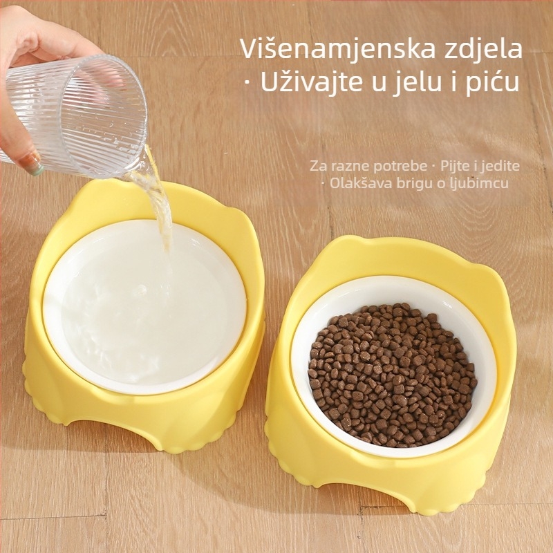 Zidna posuda za hranjenje mačaka, plastična osnova s keramičkim ili nehrđajućim čeličnim posudom, dizajn koji štedi prostor