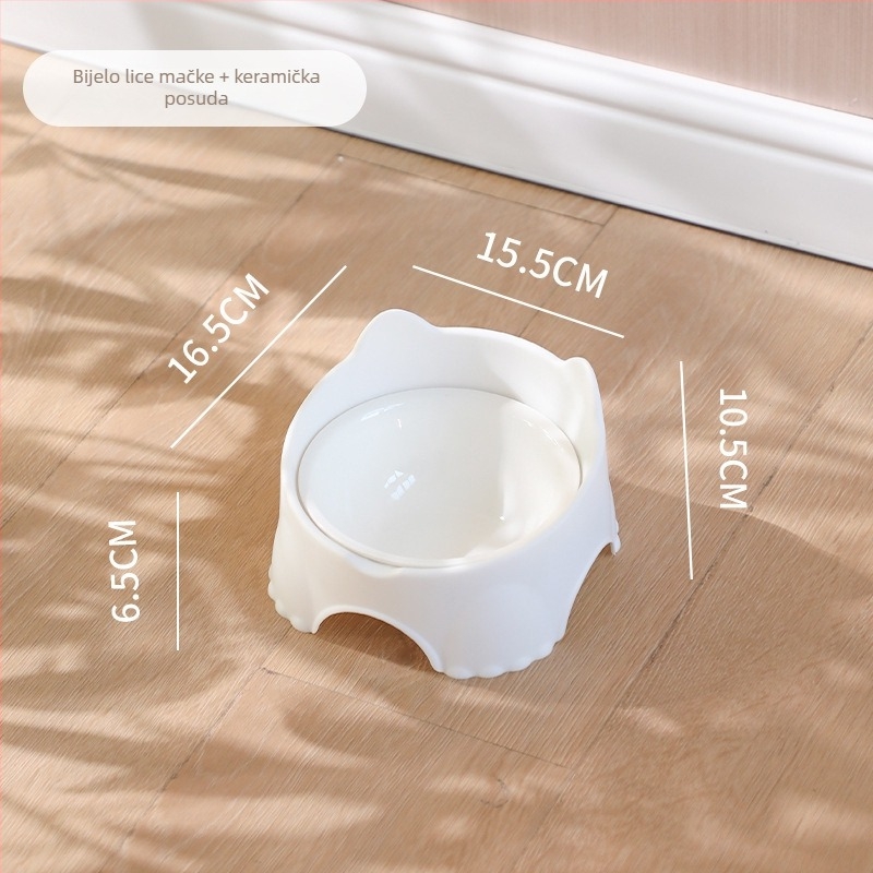 Zidna posuda za hranjenje mačaka, plastična osnova s keramičkim ili nehrđajućim čeličnim posudom, dizajn koji štedi prostor