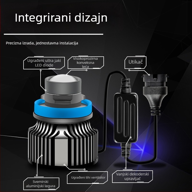 LED svjetlo za maglu s laserskom lećom, aluminijsko kućište, za H11, 12V, 20W, 6500K, LED 3030