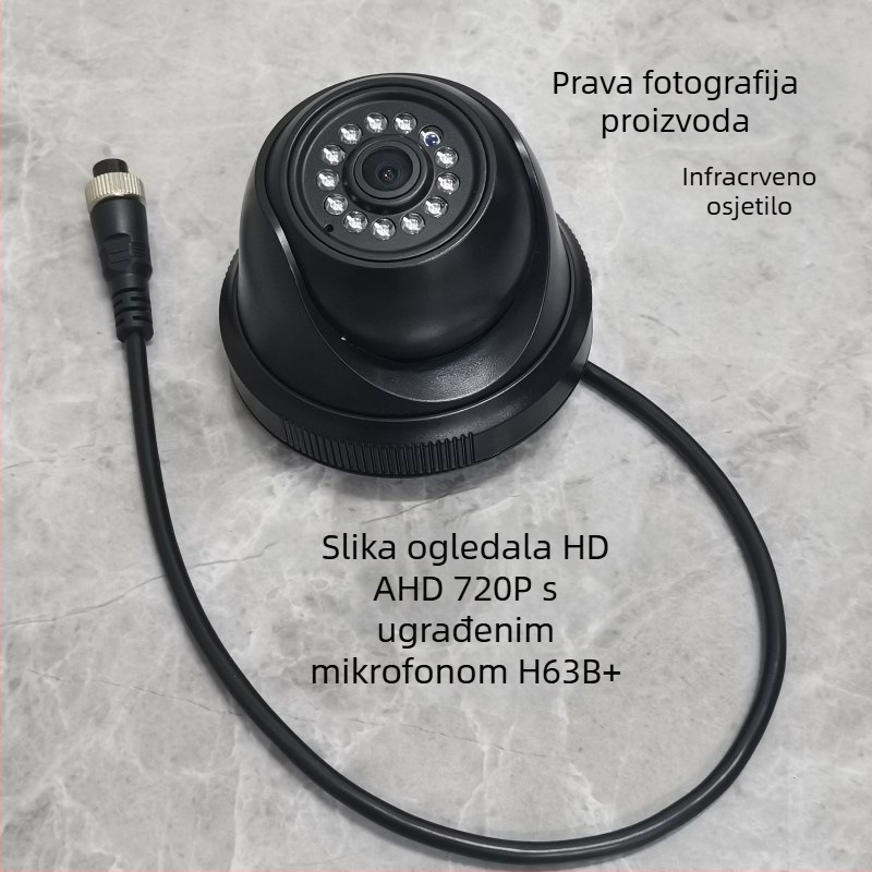 Automobilska infracrvena hemisferična kamera za četiri kanala nadzora, 1080P, AHD, 12-24V, 90° prilagodljiv, ABS kućište