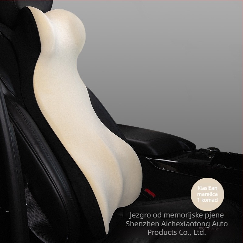 Automobilska lumbalna podrška od memorijske pjene, integrirana potpora za leđa, universalna prilagodba, mogućnost ispisa logotipa, sve sezone