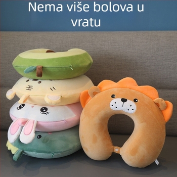 U-oblik jastuk za vrat s memorijskom pjenom, navlaka od kristalnog velura, podržava vrat i kralježnicu, pogodan za putovanja