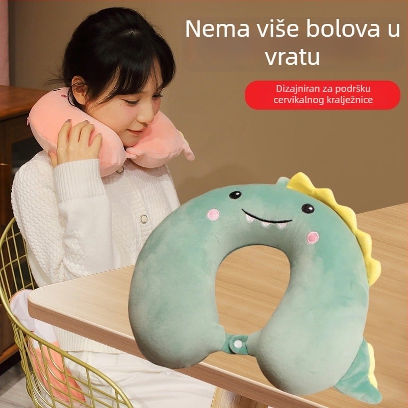 U-oblik jastuk za vrat s memorijskom pjenom, navlaka od kristalnog velura, podržava vrat i kralježnicu, pogodan za putovanja