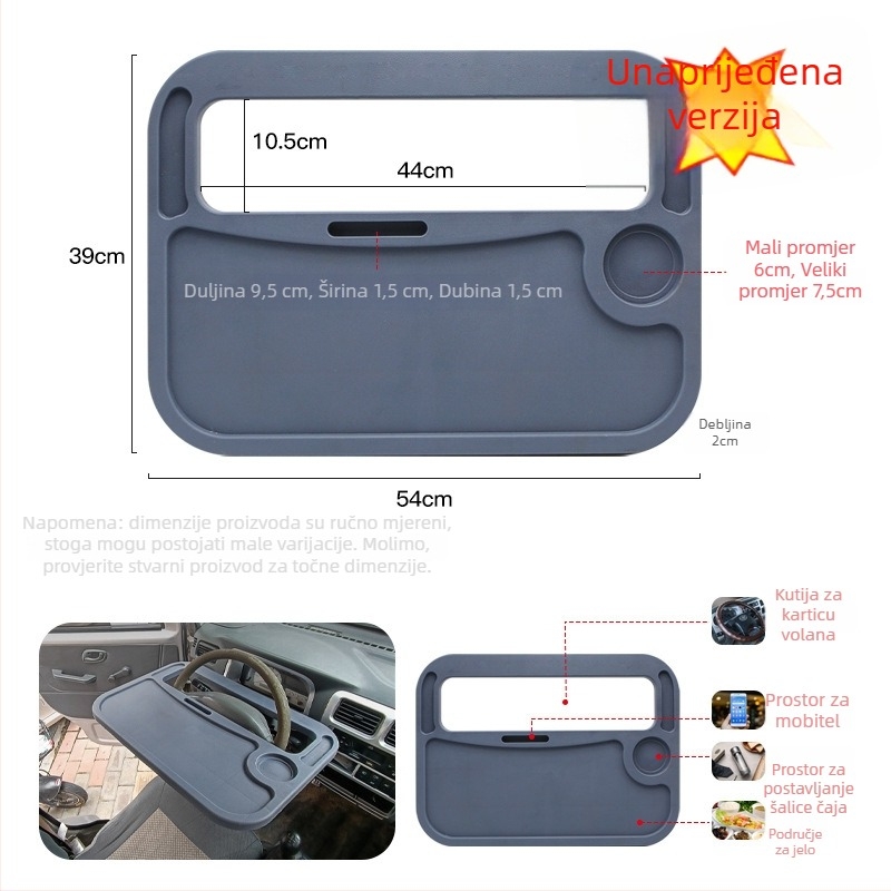 Stol za jelo u kamionu s podesivim kutem, zidni nosač, univerzalna kompatibilnost, materijal plast-drevo