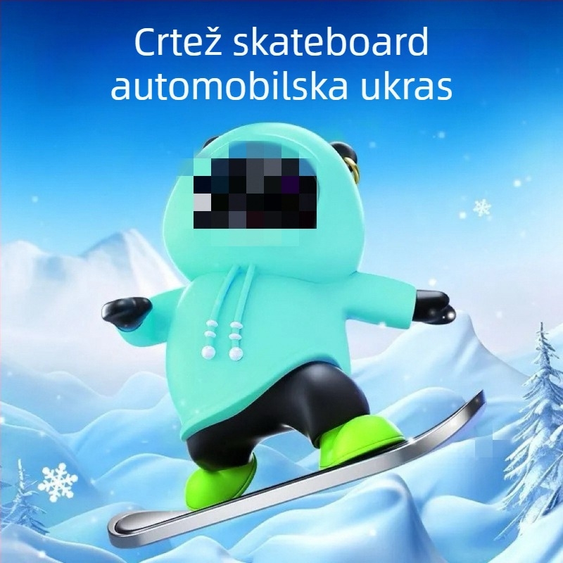 Ukras za ploču automobila s medvjedom na skejtu, crtani stil, legura, životinjski dizajn