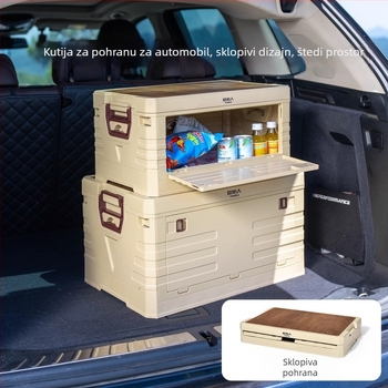 Organizator prtljažnika automobila s integriranim kamping stolom – kapacitet 50–60 L, PP materijal, model AJP06, prenosiv