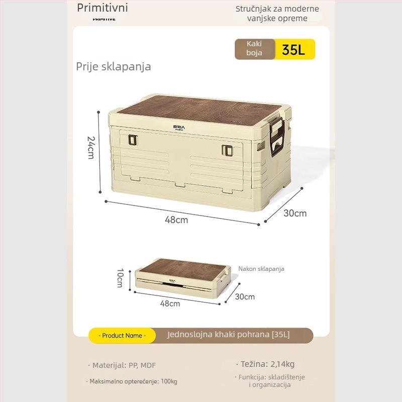 Organizator prtljažnika automobila s integriranim kamping stolom – kapacitet 50–60 L, PP materijal, model AJP06, prenosiv