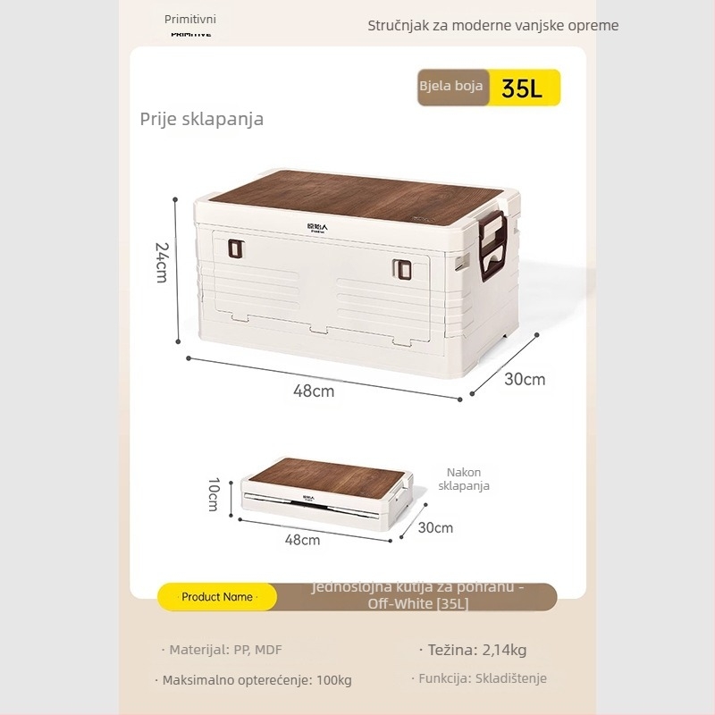 Organizator prtljažnika automobila s integriranim kamping stolom – kapacitet 50–60 L, PP materijal, model AJP06, prenosiv