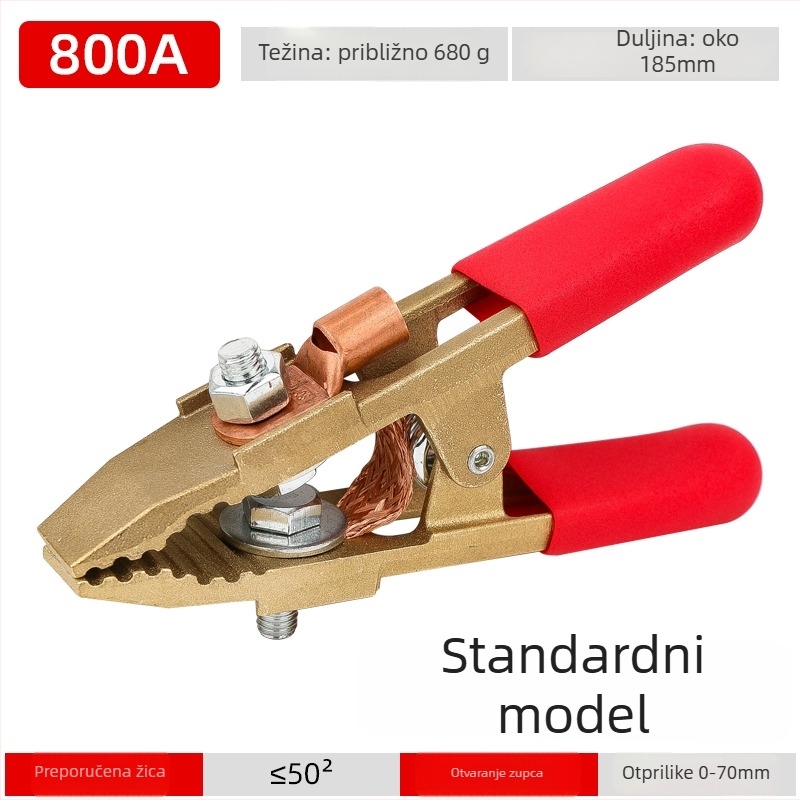 Bakrena uzemljiva kliješta u obliku slova A, za zavarivanje i startanje automobil baterije, Alligator klips