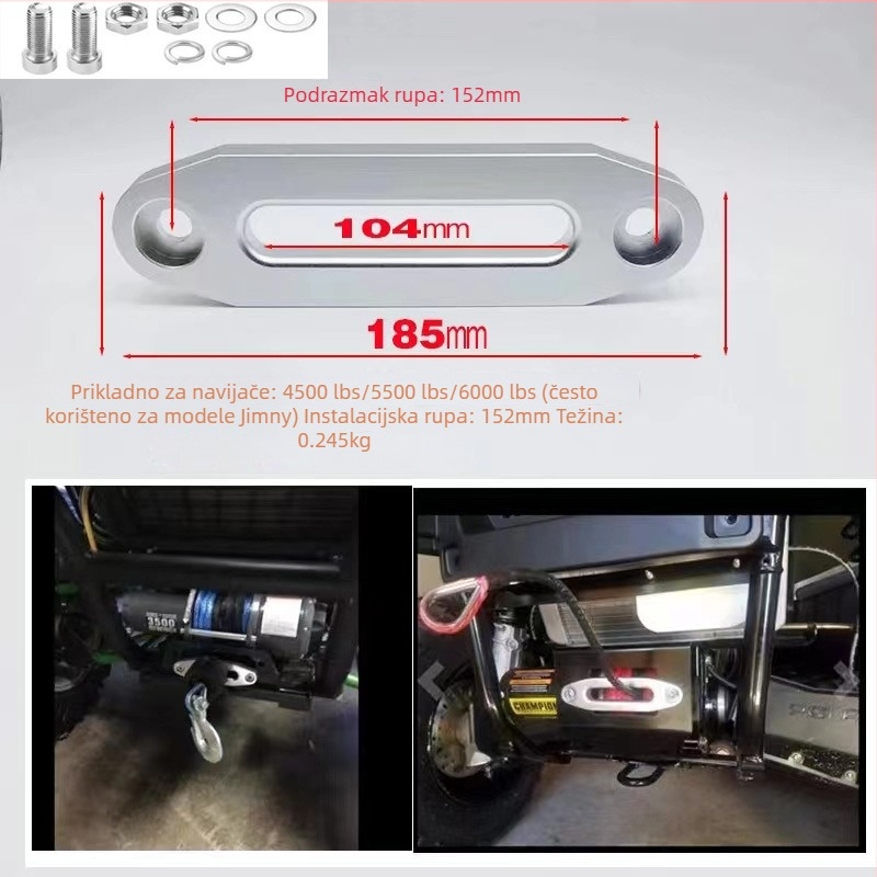 Happy vodilni blok vitle za terenska vozila — aluminijski vodilni blok, okvir za užad i pribor za ograničavanje užeta