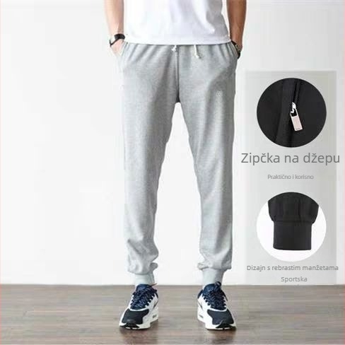Muške jogger hlače s manžetama, tanke, visoki struk, od bambusovih vlakana