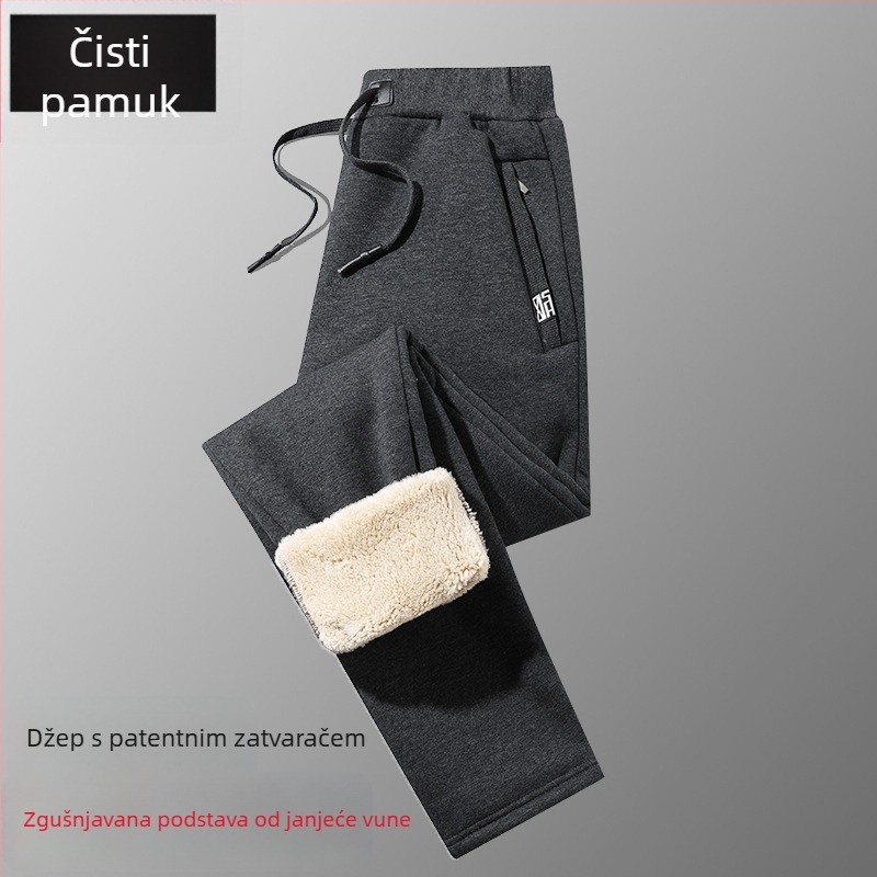 Muške zimske hlače s debelim flisom, casual, ravni kroj
