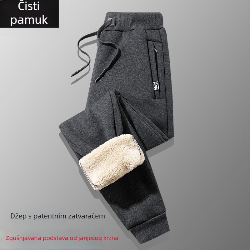 Muške zimske hlače s debelim flisom, casual, ravni kroj