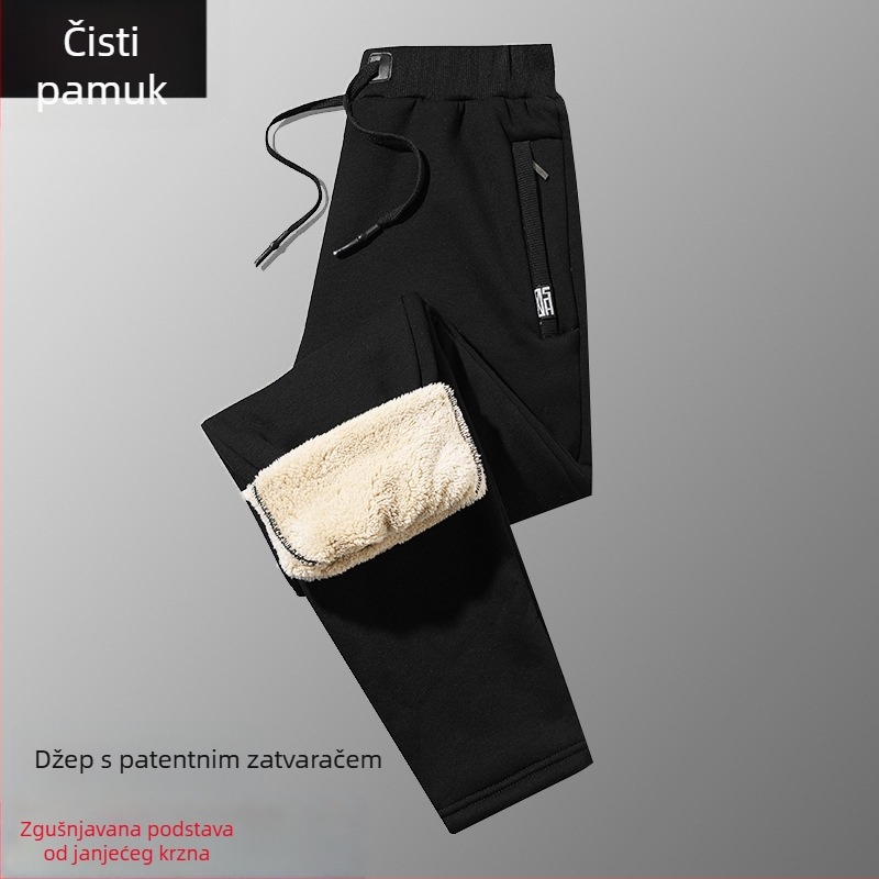 Muške zimske hlače s debelim flisom, casual, ravni kroj