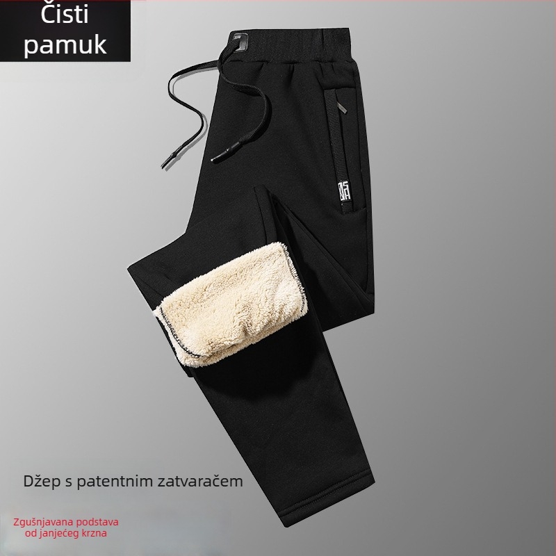 Muške zimske hlače s debelim flisom, casual, ravni kroj