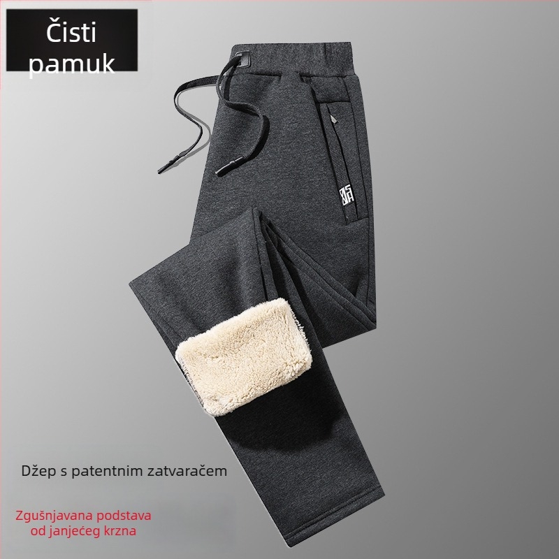 Muške zimske hlače s debelim flisom, casual, ravni kroj