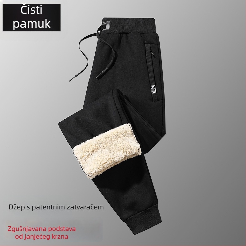 Muške zimske hlače s debelim flisom, casual, ravni kroj