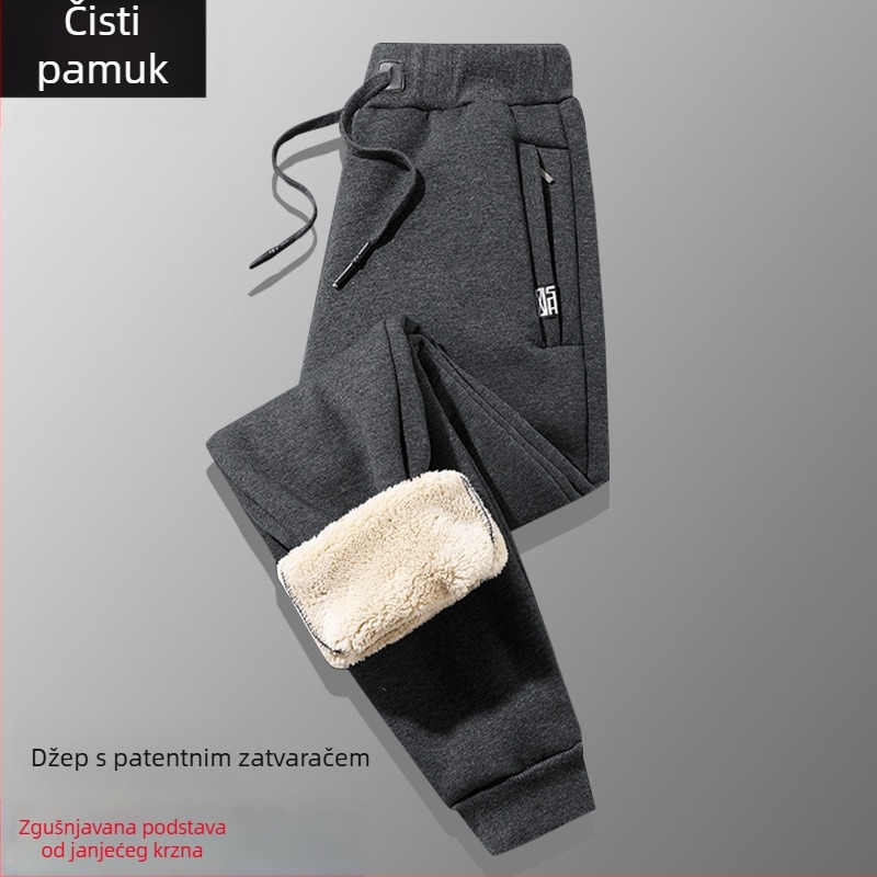 Muške zimske hlače s debelim flisom, casual, ravni kroj