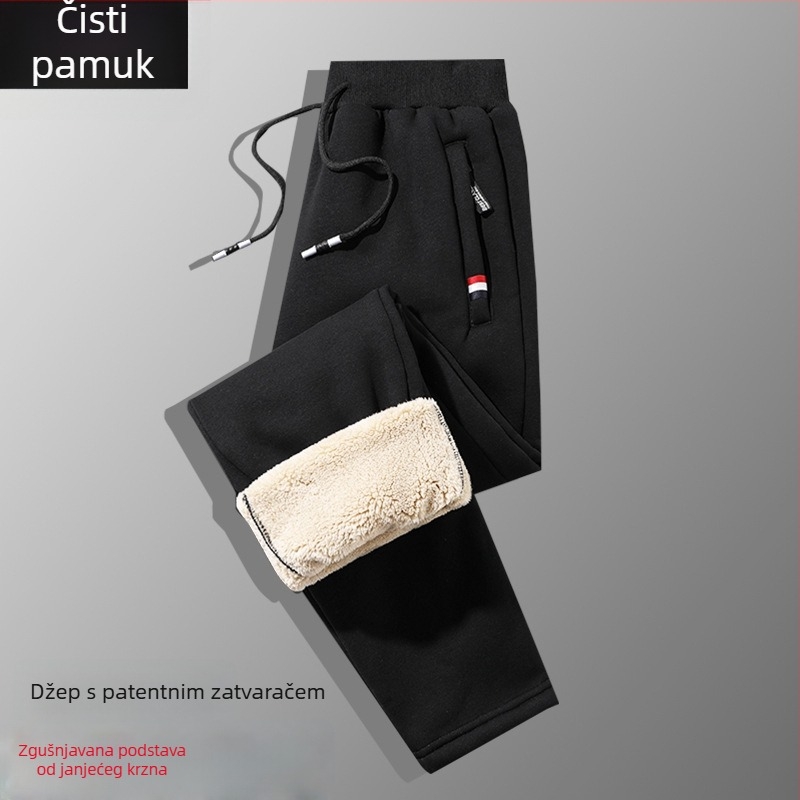 Muške zimske hlače s debelim flisom, casual, ravni kroj