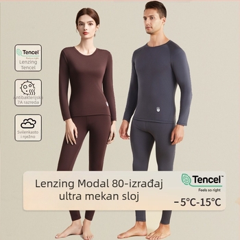 Unisex set termo donjeg rublja od modala za jesen-zimu, 92% modal, 8% spandex, umjerena toplina, težina tkanine 210 g
