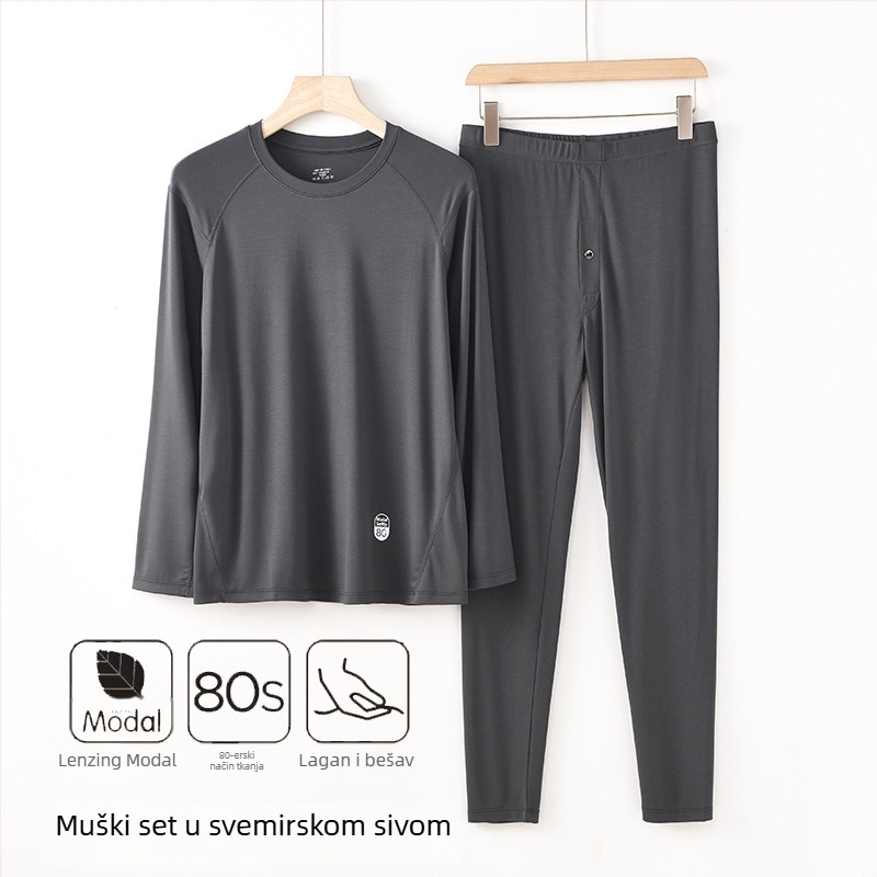 Unisex set termo donjeg rublja od modala za jesen-zimu, 92% modal, 8% spandex, umjerena toplina, težina tkanine 210 g