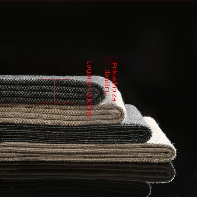 Unisex hlače od vune i kašmira, debele, visok pojas, tople zimske hlače s džakardom; sastav: 45% vuna, 5% kašmir, 30% poliester, 20% druge; debljina 351-400 g/m2