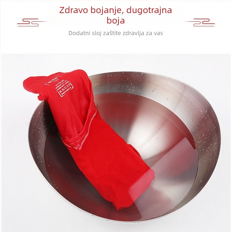 Muški crveni pamučni set donjeg rublja za Godinu konja, uključuje crvenu vestu, donje rublje i čarape