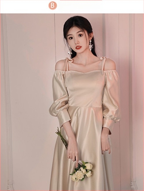 Djevojačka haljina, duga, satenska, proljeće-ljeto 2024