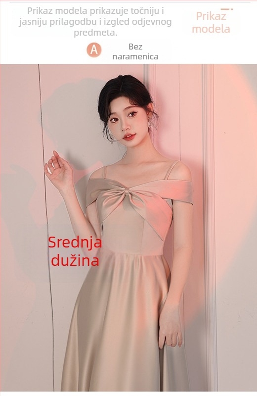 Djevojačka haljina, duga, satenska, proljeće-ljeto 2024