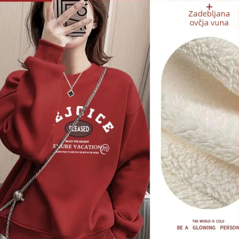 Jesensko-zimski 2024 novi ležerni pulover s okruglim izrezom, debeli fleece, topao A2495