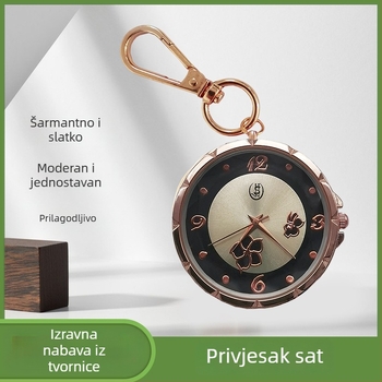 Ženski kvarcni džepni sat s privjeskom za ključeve, analogni prikaz, vodootpornost 30 m, kućište od legure