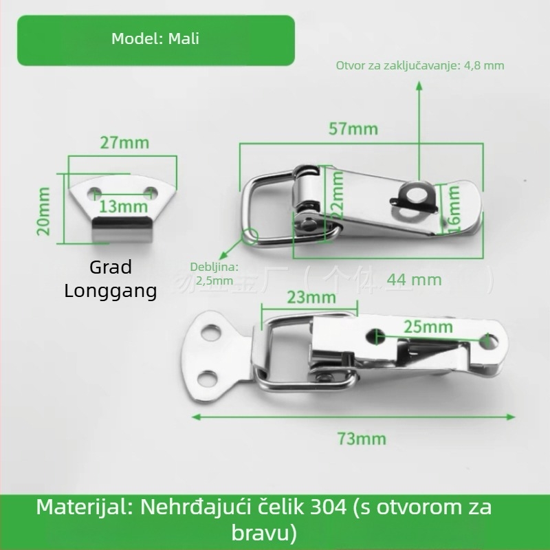 Duckbill zasun za kutiju alata, nehrđajući čelik, 150 g, otisnut logo, prilagodba