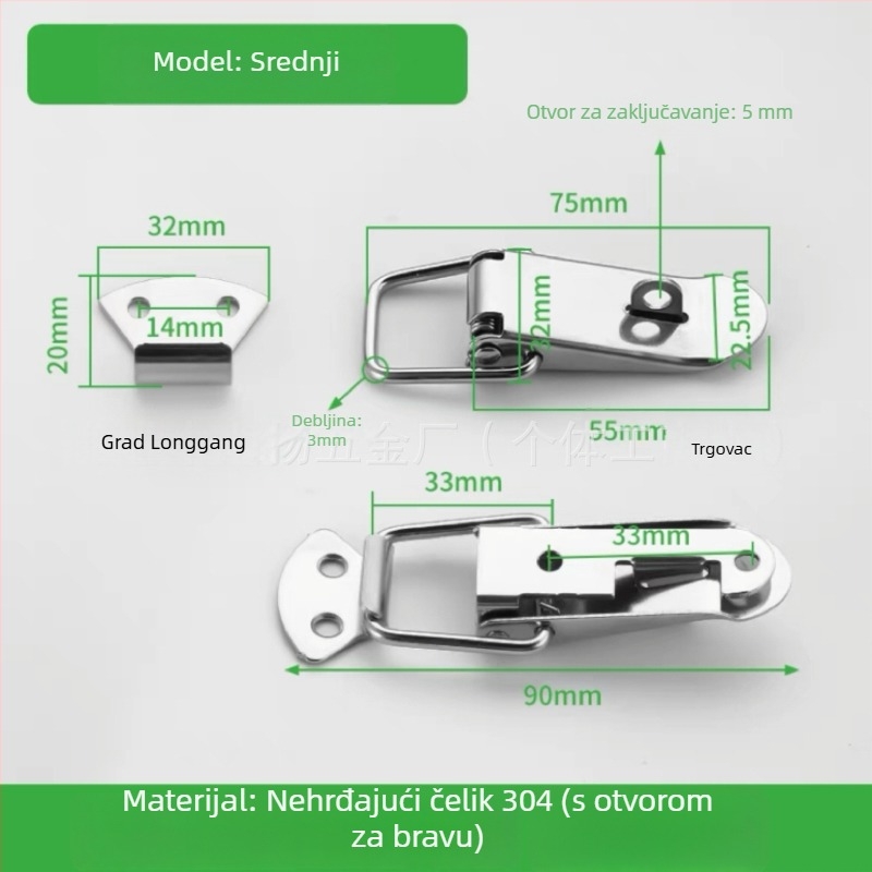 Duckbill zasun za kutiju alata, nehrđajući čelik, 150 g, otisnut logo, prilagodba