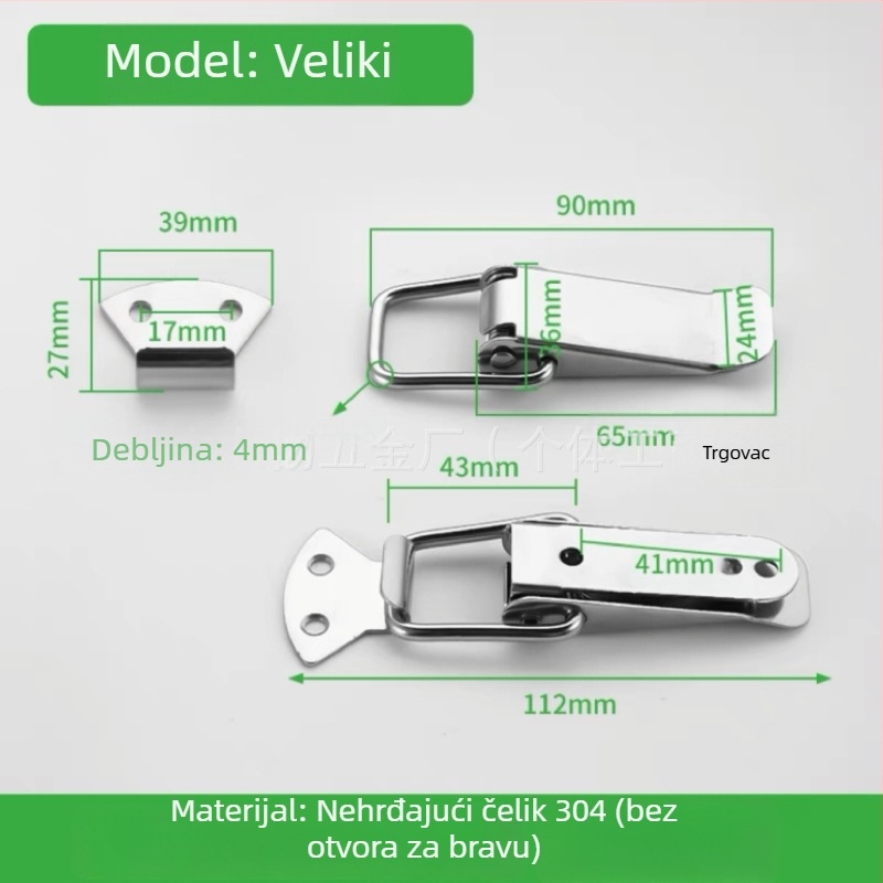 Duckbill zasun za kutiju alata, nehrđajući čelik, 150 g, otisnut logo, prilagodba