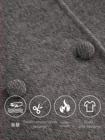 Ženski dvostruki vuneni kaput, srednja dužina, dvostruko kopčanje, ovratnik, gusta vunana smjesa (50–70% vuna, 10–29% poliestera)